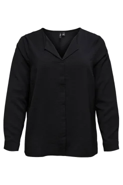 Vero Moda Curve Blusas-Camisa de manga manga tamanho grande Preto