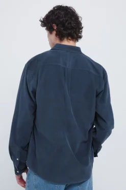 Springfield Camisas-Camisa de micro veludo cotelê azul