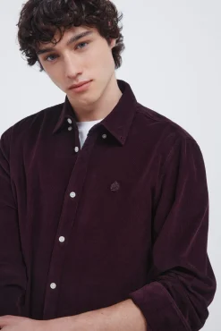 Springfield Camisas-Camisa de micro veludo cotelê vermelho