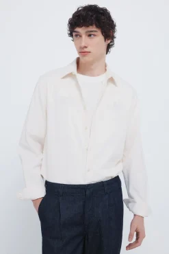 Springfield Camisas-Camisa de micro veludo cotelê branco