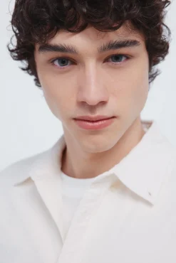 Springfield Camisas-Camisa de micro veludo cotelê branco