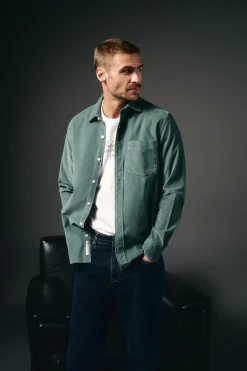 OOTO Camisas-Camisa de microveludo lisa Verde