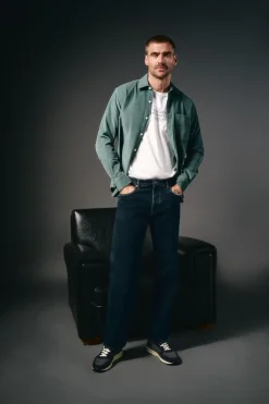 OOTO Camisas-Camisa de microveludo lisa Verde