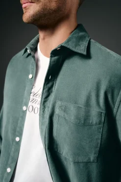 OOTO Camisas-Camisa de microveludo lisa Verde