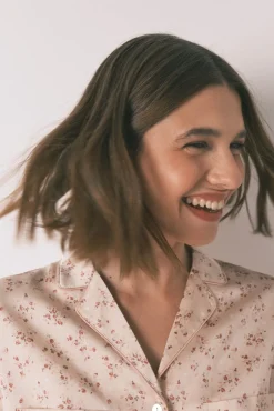 Women'secret Pijamas-Camisa de pijama longa de cetim rosa