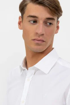 elPulpo Camisas-Camisa de popelina elástica com gola italiana Branco