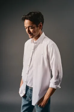 OOTO Camisas-Camisa de popelina lisa Branco