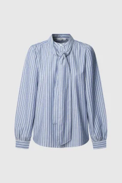 Pepe Jeans Blusas-Camisa de Popelina listrada azul