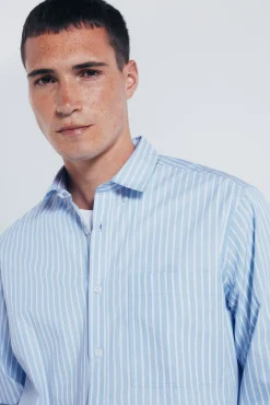 Springfield Camisas-Camisa de popelina riscas azul