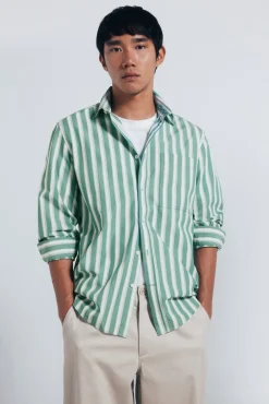 Springfield Camisas-Camisa de popelina riscas verde