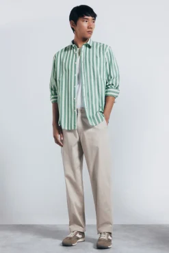 Springfield Camisas-Camisa de popelina riscas verde