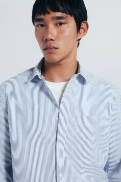 Springfield Camisas-Camisa de popelina riscas azul