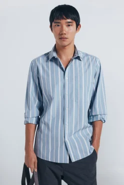 Springfield Camisas-Camisa de popelina riscas azul