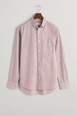 Gant Camisas-Camisa de popelina às riscas largas de corte regular Vermelho