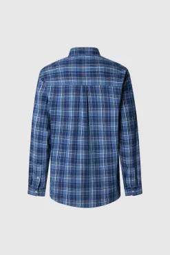 Pepe Jeans Camisas-Camisa de Popelina xadrez de corte regular azul