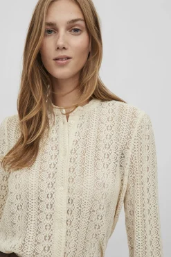 Vila Blusas-Camisa de renda Tostado