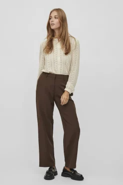 Vila Blusas-Camisa de renda Tostado