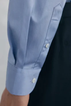 Pedro del Hierro Camisas-Camisa de sarja lisa, fácil de passar + anti-odor, corte slim Azul