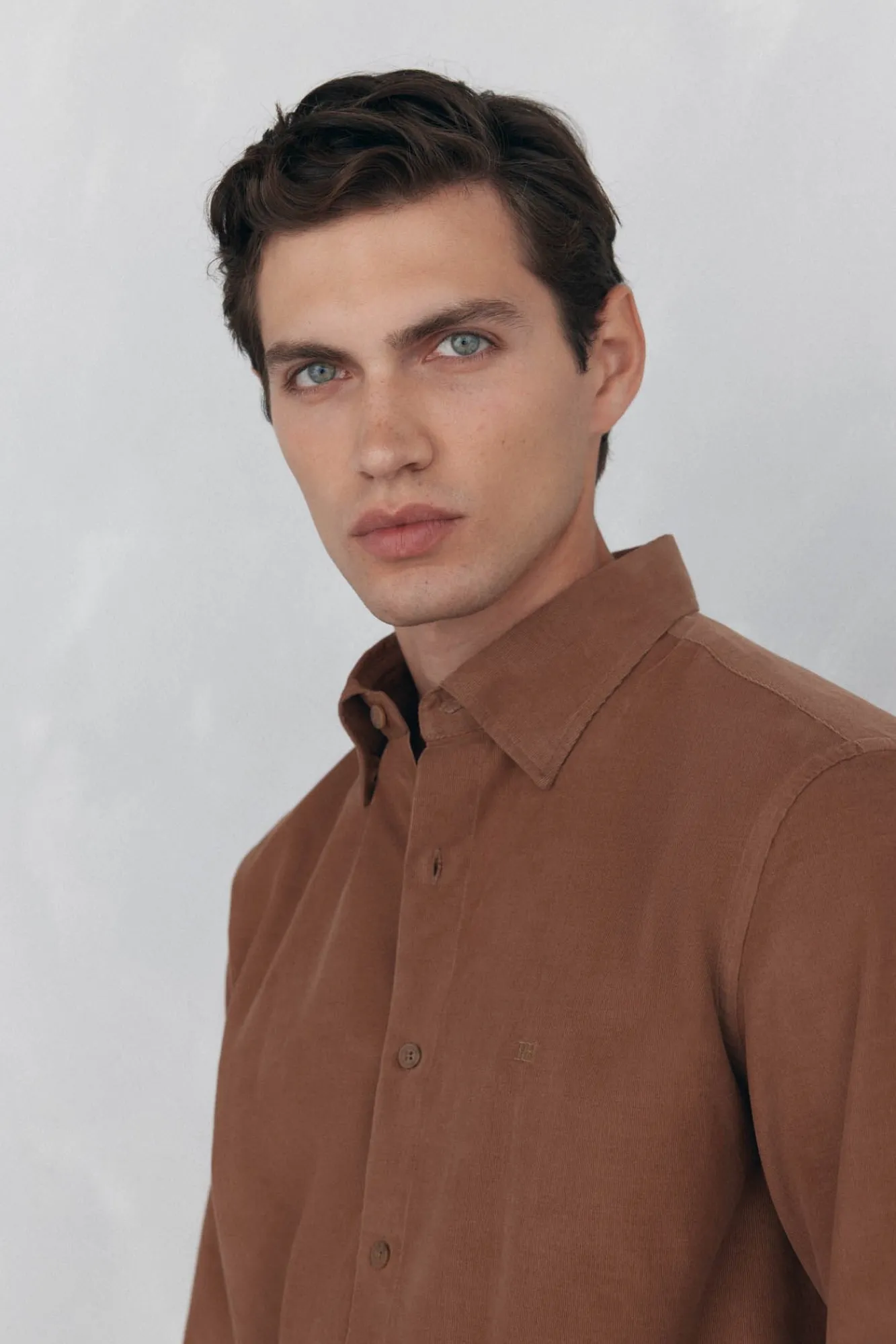 Pedro del Hierro Camisas-Camisa de veludo macio Marrom