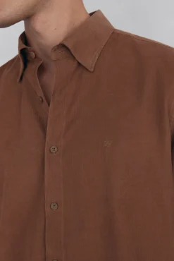 Pedro del Hierro Camisas-Camisa de veludo macio Marrom