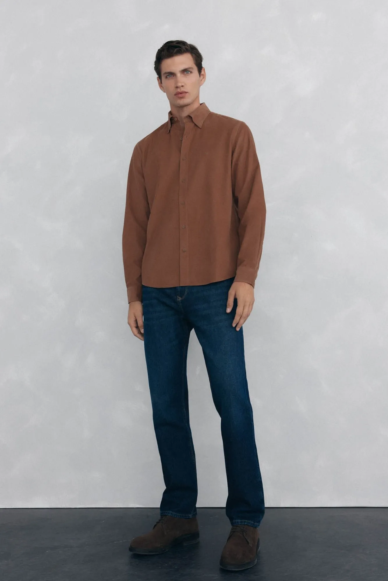 Pedro del Hierro Camisas-Camisa de veludo macio Marrom
