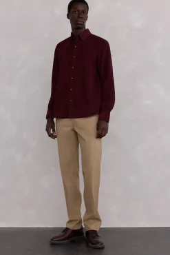 Pedro del Hierro Camisas-Camisa de veludo macio Bordeaux