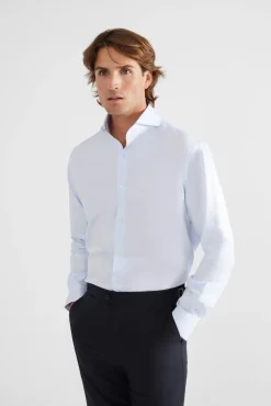Silbon Camisas|Camisas Clássicas-Camisa de vestir punho simples Azul