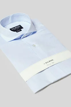 Silbon Camisas|Camisas Clássicas-Camisa de vestir punho simples Azul