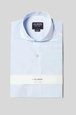 Silbon Camisas|Camisas Clássicas-Camisa de vestir punho simples Azul