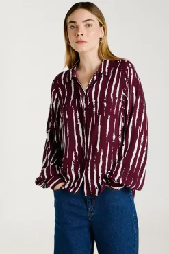 Vila Blusas-Camisa de viscose estampada Roxo