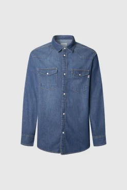 Pepe Jeans Camisas-Camisa Denim azul