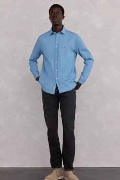 Pedro del Hierro Camisas-Camisa denim de tecido italiano Azul