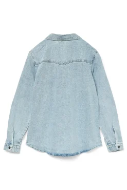 Vero Moda Blusas-Camisa denim manga comprida Azul