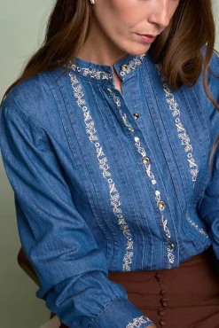 Polín Et Moi Blusas-Camisa Denim Milen Azul