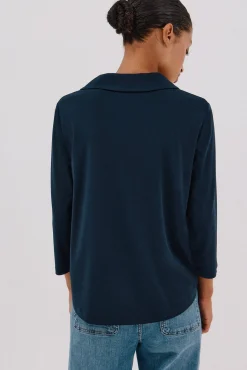 Cortefiel Blusas-Camisa elástica com botões Azul