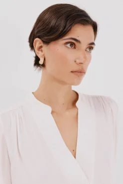 Cortefiel Blusas-Camisa elástica com botões Ecru