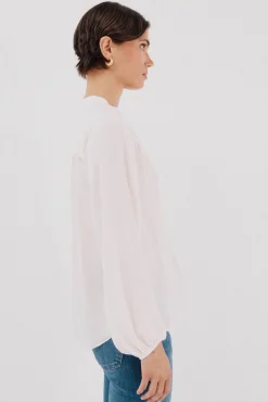 Cortefiel Blusas-Camisa elástica com botões Ecru