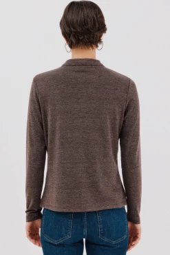 Cortefiel Blusas-Camisa elástica com botões Castanho