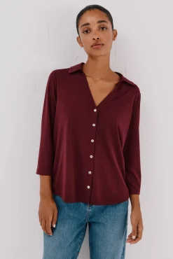 Cortefiel Blusas-Camisa elástica com botões Granada