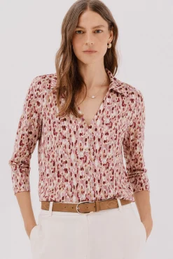 Cortefiel Blusas-Camisa elástica com botões Multicolorido