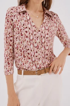 Cortefiel Blusas-Camisa elástica com botões Multicolorido