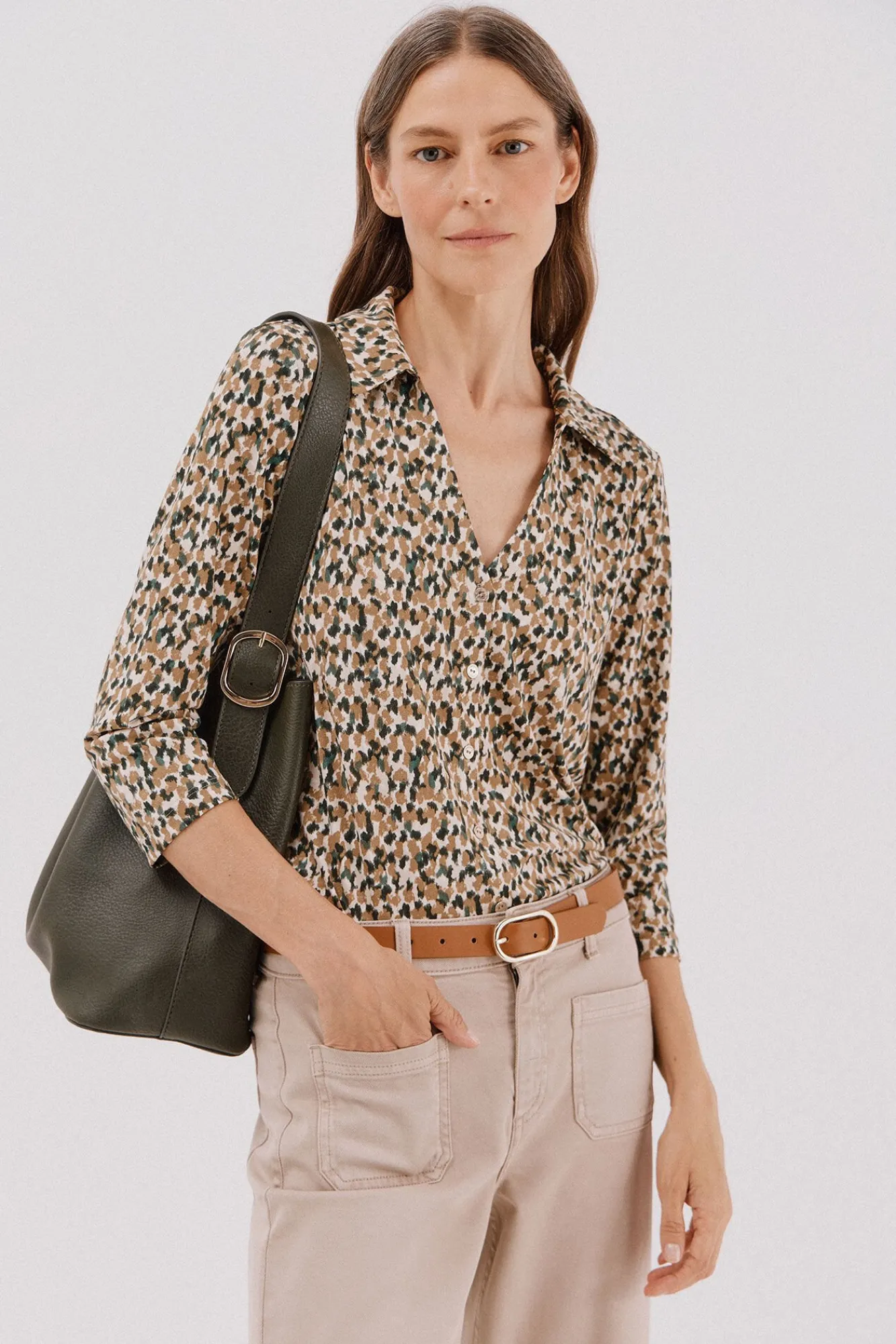 Cortefiel Blusas-Camisa elástica com botões Impressão