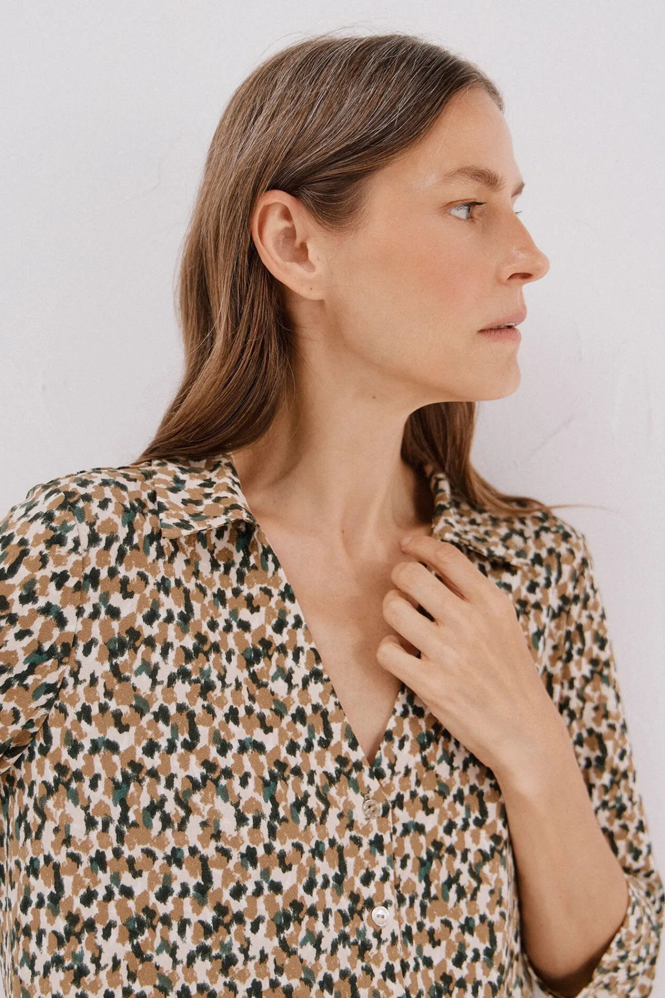 Cortefiel Blusas-Camisa elástica com botões Impressão