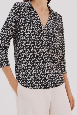 Cortefiel Blusas-Camisa elástica com botões Cinzento