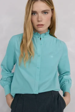 Pedro del Hierro Blusas-Camisa em bombazina Turquesa
