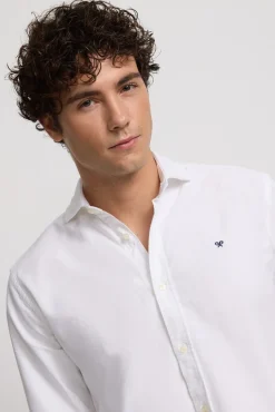 Silbon Camisas-Camisa esportiva Oxford com corte franzido Branco