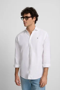 Silbon Camisas-Camisa esportiva Oxford com corte franzido Branco