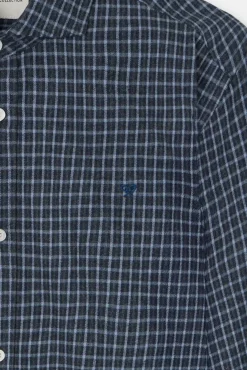Silbon Camisas-Camisa esportiva xadrez Azul