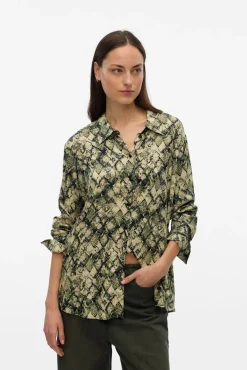 Vero Moda Blusas-Camisa estampada de manga comprida Verde