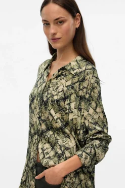 Vero Moda Blusas-Camisa estampada de manga comprida Verde